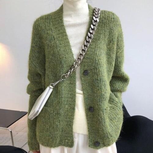 Cardigan Woman Thick Sweater Women Oversized V-Neck Cardigans Autumn Winter Wool Knitted Loose Tops Casual Female Warm Coat