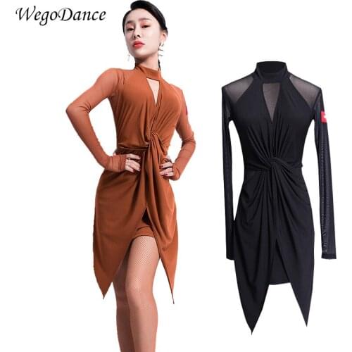 New Latin dance strapless dress long sleeve dance round collar ballroom dance competition dresses for woman freeshipping