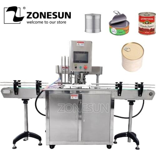 ZONESUN Automatic Round Bottle Fruit Glasses Aluminum Tin Cans Screw Plugging Capping Machine Tinplate Cover Sealing Machine