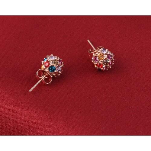 1 Pair Beautifully Crafted Multicolored Unique Shaped Crystal Stud Earrings