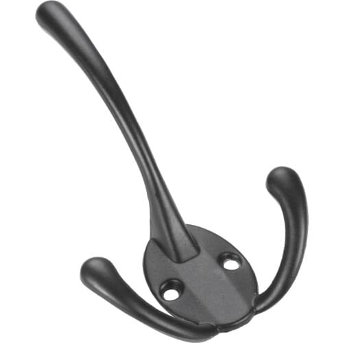 1Pc Thick Black Zinc Alloy Wall Mount Hooks Clothes Hat Bag Towel Hanger Furniture Hardware 115*70*29mm