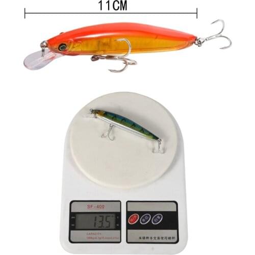 10Color Minnow Depth Diving 0.5-1.5M Artificial Plastic Hard Bait Bionic Bait 6# 11cm/13.5g Hooks Sea Fishing Lures Swim bait
