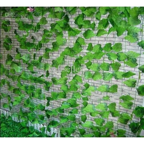 2.4M long Decorative Grape vines large leafs Winding vine Green Ivy Rattan for Home Decor Bar Restaurant Decorations supply