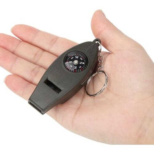 Multifunctional 4 In1 Compass Thermometer Whistle Magnifier EDC Tools for Traveling Camping Hiking Gear Climbing Outdoor Sports