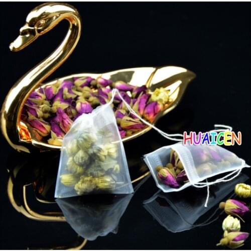 50pcs/lot Portable Disposable Nylon Empty Tea Bag With Seal Filter String Empty Teabags Herb Loose Tea bag Tea Infusores