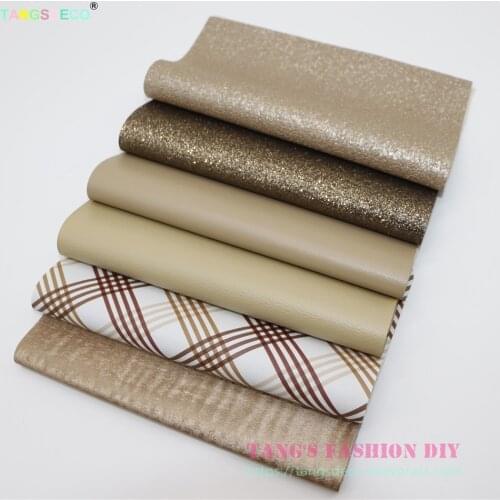 6pcs- 20x22cm DIY Hair Bow Material Light Brown Color Mix Synthetic Faux Set
