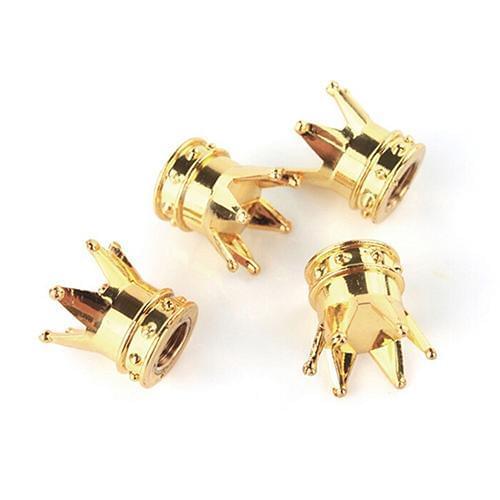 80% HOT SALES！！！4Pcs Universal Golden Crown Car Truck Bike Tire Air Valve Stem Caps Wheel Rims