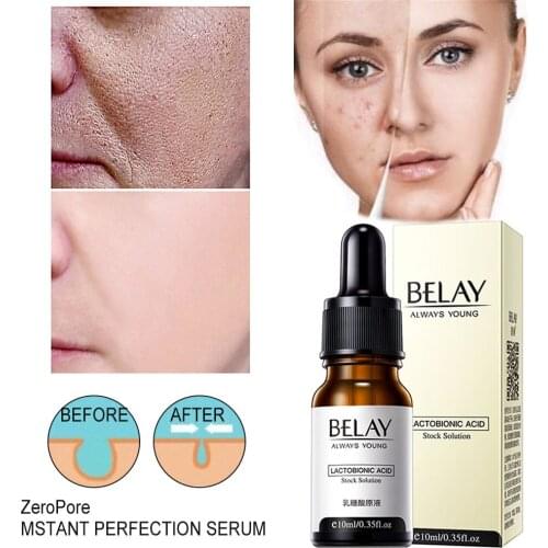 New Zero Pore Instant Perfection Serum Lactobionic Acid Face Solution Serum Minimize Pores Remover Wrinkle Anti-Aging Essence
