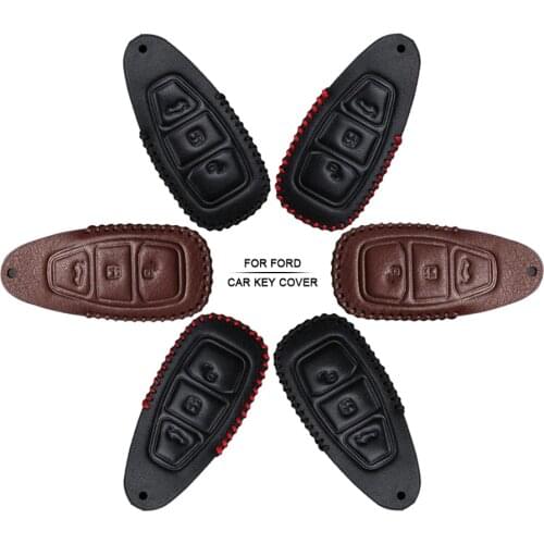 Car Accessories Key Cover Case For Ford Fiesta Kuga Focus MK4 Smax Cmax Mondeo MK5 Hand-woven Smoky Grey Metal Keyring Keychain