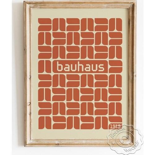 Bauhaus Art Nouvea Exhibition Poster, Herbert Bayer Abstract Wall Stickers, Walntury Repeat Pattern Layout Art Prints Home Decor