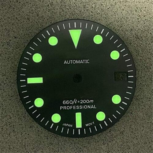 28.5mm Watch Dial Green Luminous Dial for NH35 Movement SKX007 Modification Accessories