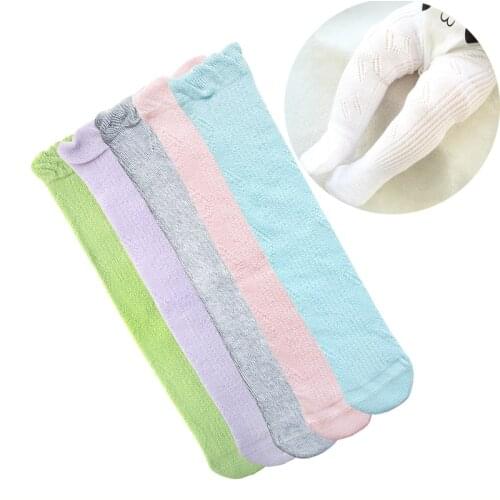 New Baby Spring summer baby stockings boneless childrens Thigh sock infant toddler combed cotton Breathable mesh tube socks net