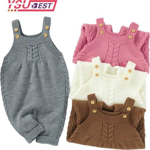 Baby Rompers Knitted Newborn Infant Girls Boys Sweaters Clothes Autumn Winter Warm Toddler Kids Jumpsuits Outfits One Piece 0-2Y