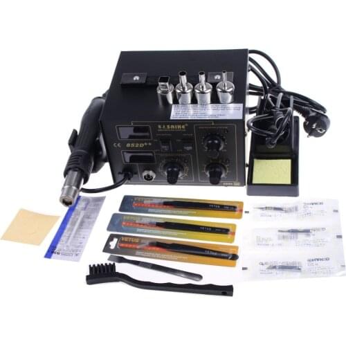 DHL Free Shipping! SAIKE 852D++ Iron Solder Soldering Hot Air Gun 2 in 1 Rework Station 220V 110V Upgraded from SAIKE 852D