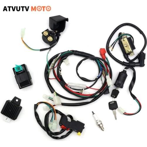 Motorcycle CDI Wiring Harness Loom Solenoid Ignition Coil Rectifier spark plug for 50cc 90cc 110cc 125cc PIT Quad Dirt Bike ATV
