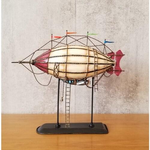 European Airship Vintage Ironwork Model Tin Retro Crafts Handmade Collection Handicraft Decorations Gifts Antique Furnishing