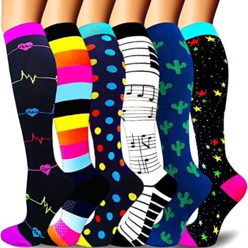 New Compression Socks Heart Star Multi-Color Thigh Golfs Tube 30 Mmhg Men Women Outdoor Running Unisex Compression Stockings
