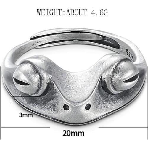 Bohemia retro big eye frog ring art design retro open adjustable size men and women universal ring personality gift