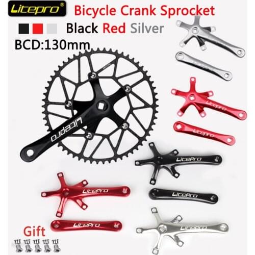 Bicycle crank sprocket set 130BCD, BMX folding bicycle road bike square crank 170mm crank sprocket 45-58T with 5pcs bolts