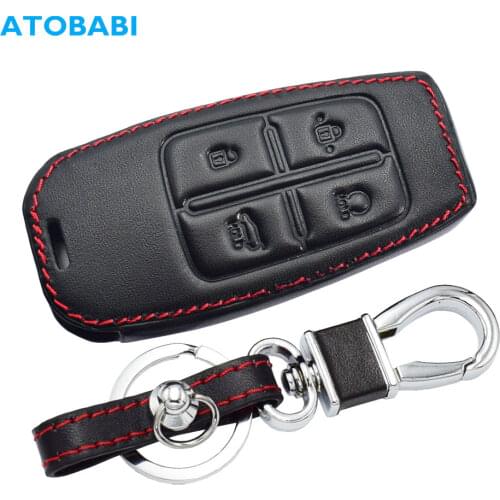 Leather Car Key Case 4 6 8 Button Smart Keyless Entry Remote Control Protector Cover For Hyundai Genesis G80 GV80 2019 2020 2021