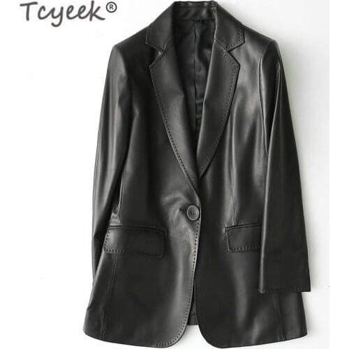 Tcyeek Real Leather Jackets Women Ladies Elegant Clothes Natural Sheepskin Coat Female Genuine Leather Spring Outwear LWL1430