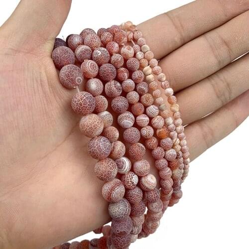 MKTREG Natural Red Weathered carnelian beads Stone Round Loose beads ball 6/8/10/12MM Jewelry necklace bracelet DIY making 15