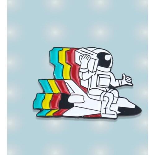 Cartoon Creative Aerospace Series Jewelry Brooch Japanese Harajuku Style Rocket Astronaut Brooch DIY Collar Bag Accessory Badge