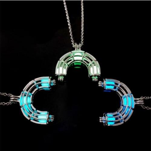 2021 New Trendy 3 Color Luminous Necklace Pendents Geometry Choker Necklaces Women Statement Jewelry