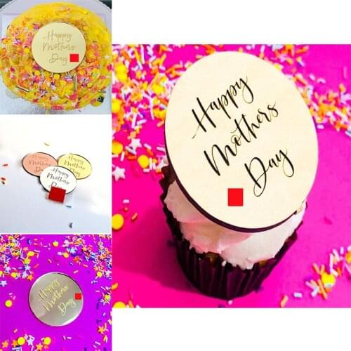 New Cute Happy Mothers' Day Cupcake Toppers Rose Gold Mom Birthday Cake Topper Decor for Motmmy Birthday Party Cake Decorations