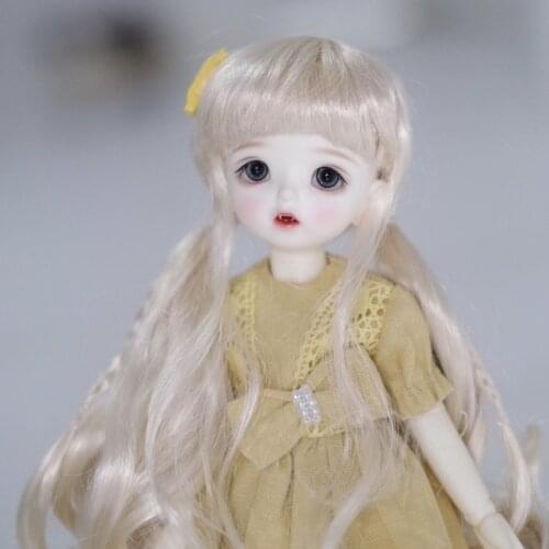 BJD doll wig is suitable for 1/6 size imitation mohair with complete bangs and double ponytail doll accessories (excluding acces