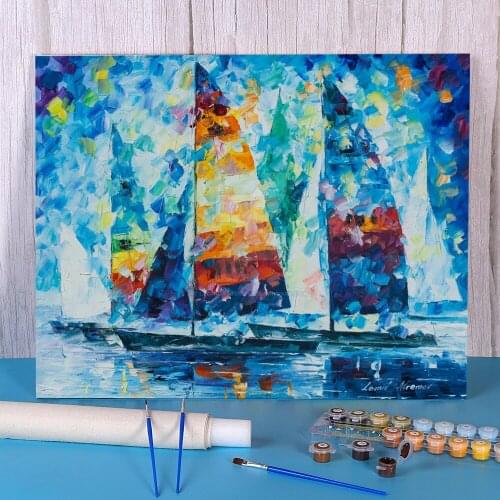 Sailing Fast Paint By Numbers Set Acrylic Paints 50*70 Picture By Numbers Photo Wall Decoration For Wholesale