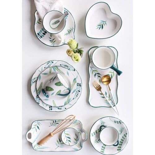 Underglaze Ceramic Tableware Domestic Dish Soup Bowl Cup Plate