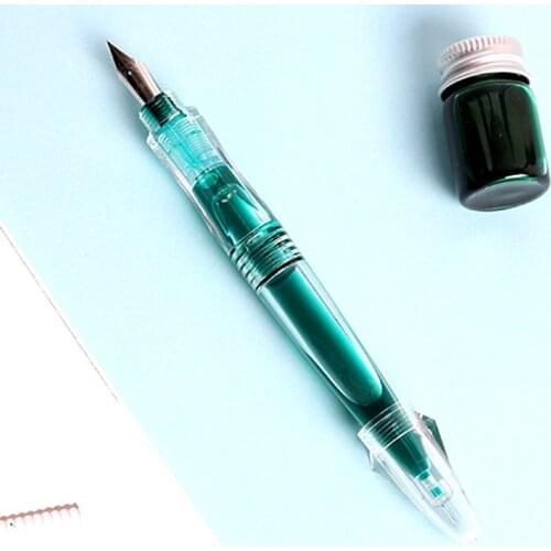1-Piece Demonstration Fountain Pen Transparent EF/F Nib Fashion Screw Type Posture Correction Pen Body Ink Filling Available