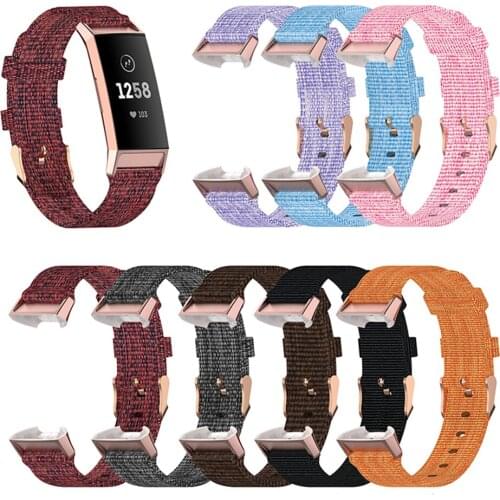 Nylon Woven Wristwatch Band Strap for Fitbit Charge 3/3 SE/4/4 SE Smart Bracelet Watch Band With Plastic Head Tablets