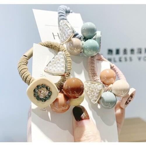 Korean Elegant Hair Rope Bracelet Scrunchie Women Elastic Hair Rubber Bands Accessories For Girls Tie Hair Ring Headdress Holder