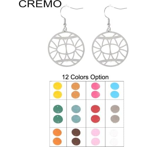 Cremo Interchangeable Leather Solaire Hoop Dangle Earrings Jewelry Stainless Steel Round Pendant Fashion Earrings