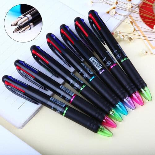 12Pcs/Set 0.7mm MultiColor Ballpoint Pen Multifunction 4in1 Color Retractable Ball Pens Office School Writing Signature Handle