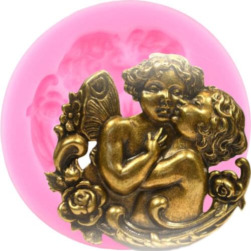 Angel Silicone Mold Cupcake Topper Fondant Molds Wedding Cake Decorating Tools Chocolate Gumpaste Moulds Resin Candy Clay Mould