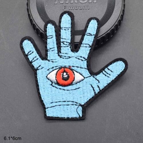 Blue Hand With Eye Iron On Embroidered Clothes Patches For Clothing Music Band Stickers Garment Wholesale