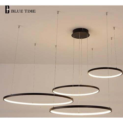 LED Chandeliers Indoor Lighting Home Lights For Living Room Dining Room Lustre Hanging Chandelier 5 Rings 4 Rings Circle Lamps