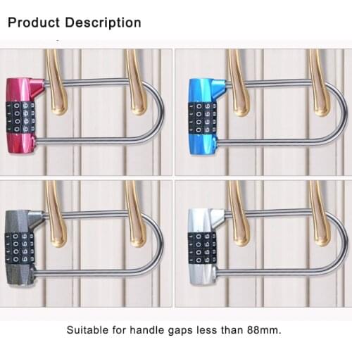 U Shape Anti-theft Lock Combination Digit Password Code Door Lock Extra Long Cabinet Door Padlock 5 Digit Combination Lock