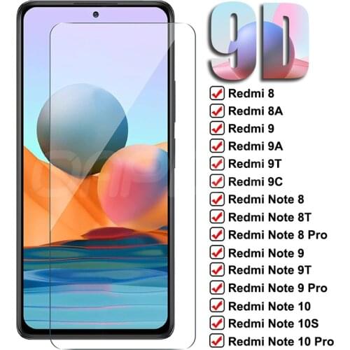 9D Full Tempered Glass For Xiaomi Redmi 9 9A 9T 9C 9i 8 8A K40 Note 10 9 8 Pro 8T 10S 9T 9S Screen Protector Protective Glass