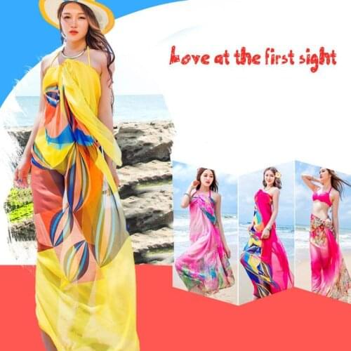 Pareo Scarf Women Beach Sarongs Beach Cover Up Summer Ladies Summer Size Scarves Chiffon Beachwear Geometrical Design Plus