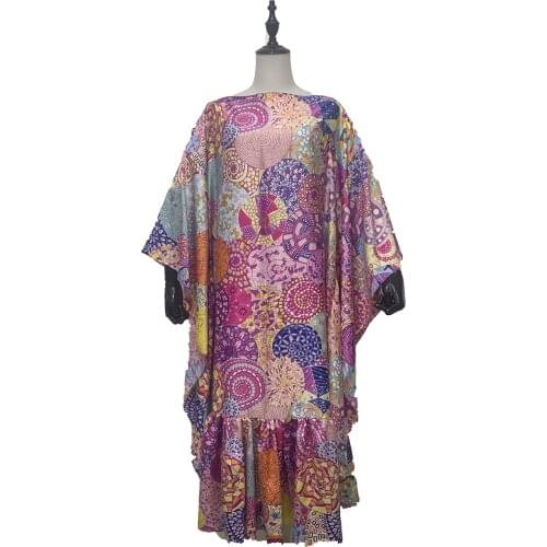 New 2021 Bohemian Kuwait Oversized Printed butterfly Sleeve Kaftan Maxi Dress Dashiki African Summer Boubou Caftan Clothes