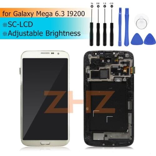 For Samsung Galaxy Mega 6.3 i9200 i9205 LCD Display Touch Screen Digitizer with Bezel Frame Full Assembly Repair Spare Parts