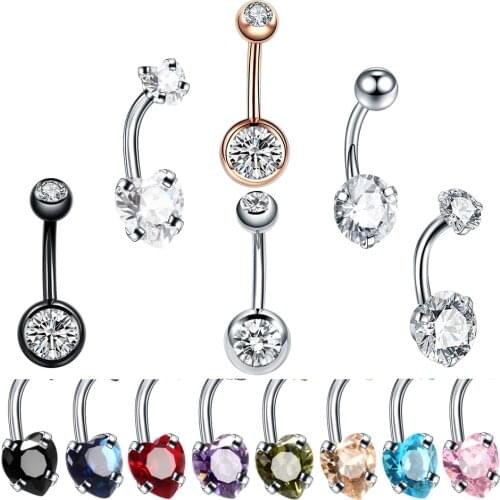 1PC Steel Double Gem Dangle Earrings Belly Button Piercings Navel Bar Stud Retainer Ombligo Nombril Piercings Sexy Women Jewelry