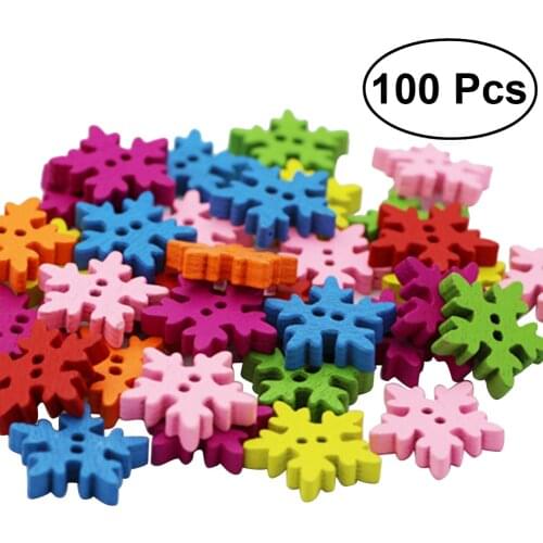 100pcs 18mm Christmas Snowflakes Buttons Holiday Wooden Collection Snowflakes Buttons Snowflakes Embellishments Decoration