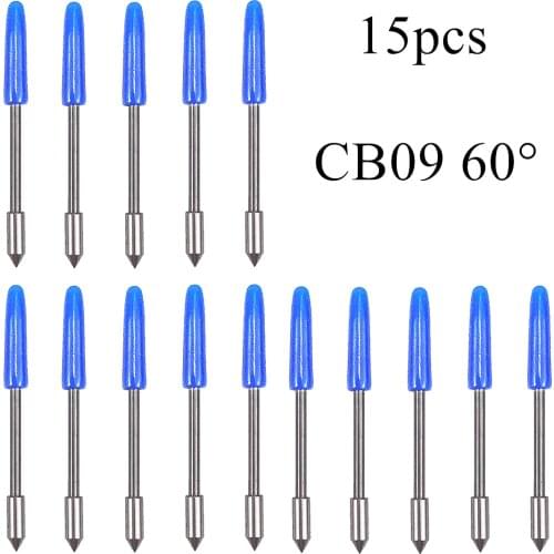 15pcs 60 Degree Graphtec CB09 Plotter Vinyl Cutter Knife Blades for Silhouette Cameo Holder Milling Carving Tool Durable