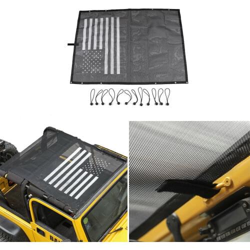 1997+ For Jeep Wrangler TJ US Flag Roof Mesh Sunshade Top Cover UV Protection