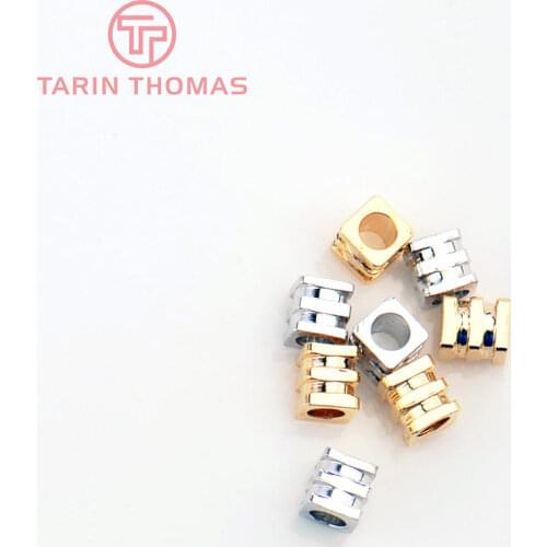 20PCS 3x3.5MM 24K Champagne Gold Color Plated Brass Square Beads Bracelet Beads High Quality Diy Jewelry Accessories